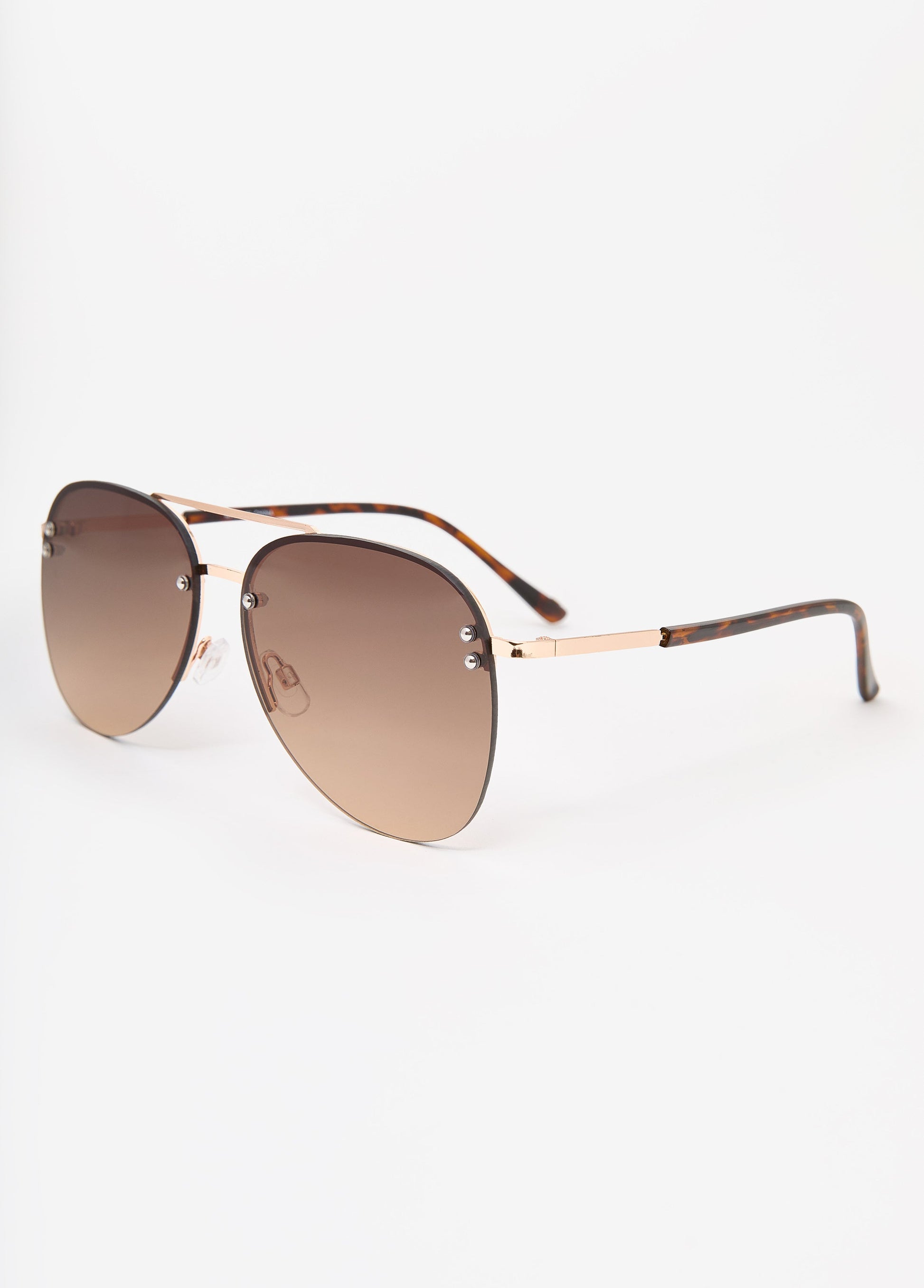 Ashley Stewart Ombre Aviator Sunglasses Brown