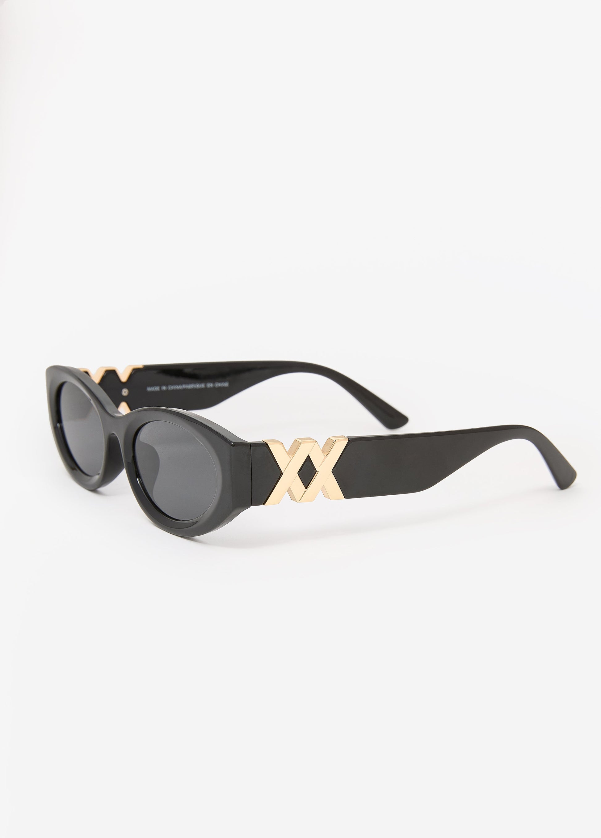 Ashley Stewart Embellished Cat Eye Sunglasses Black