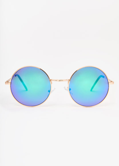 Ashley Stewart Reflective Round Frame Sunglasses Blue