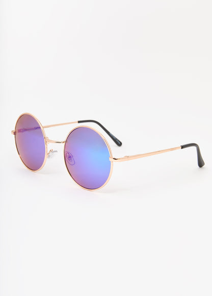Ashley Stewart Reflective Round Frame Sunglasses Blue