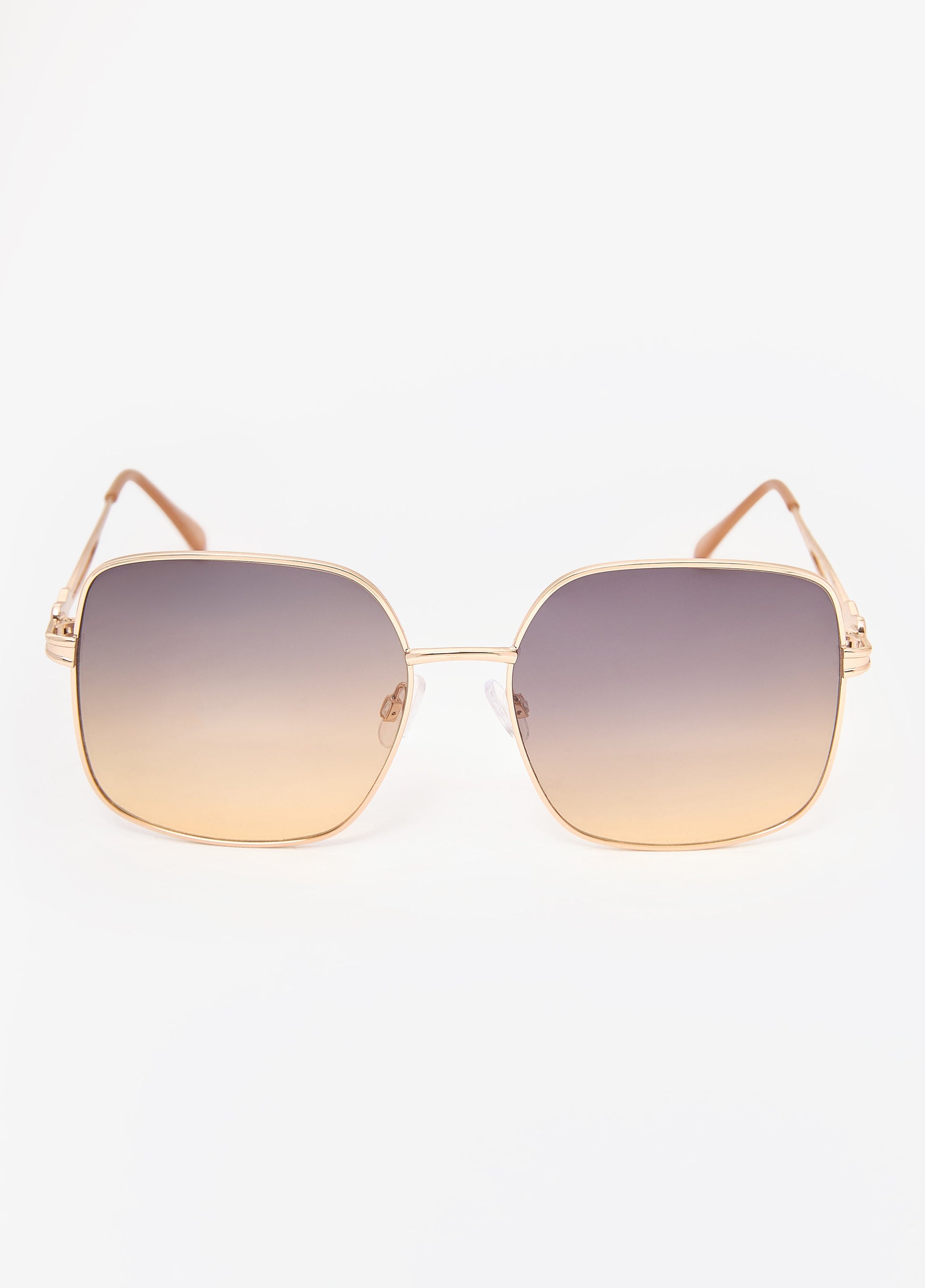 Ashley Stewart Rectangle Wire Sunglasses Gold