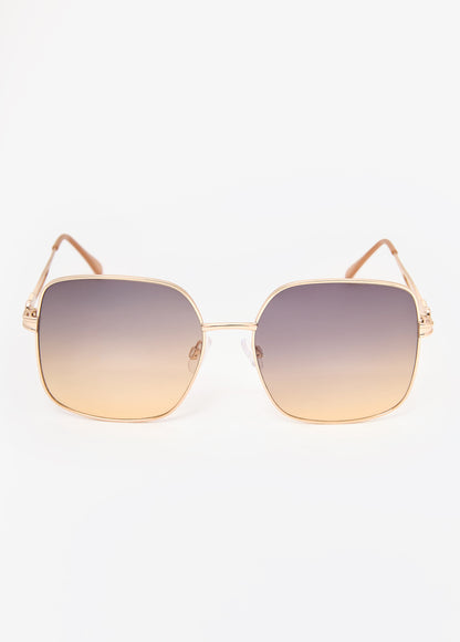 Ashley Stewart Rectangle Wire Sunglasses Gold