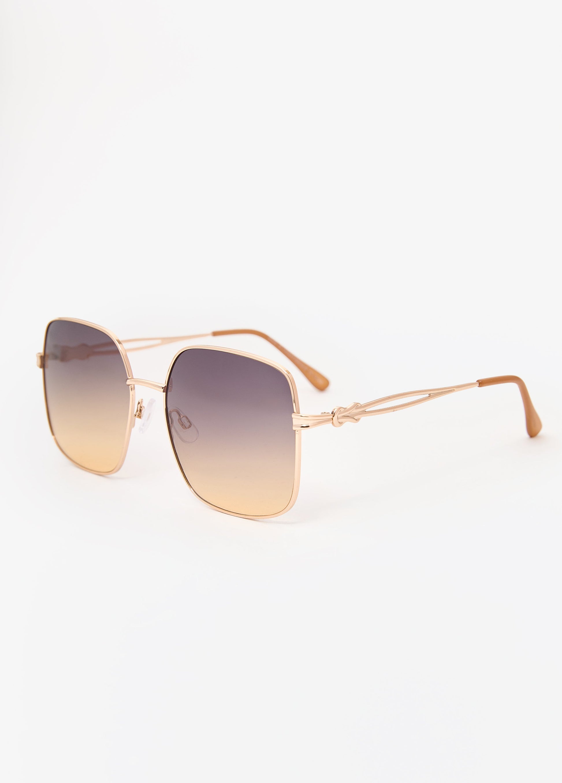 Ashley Stewart Rectangle Wire Sunglasses Gold