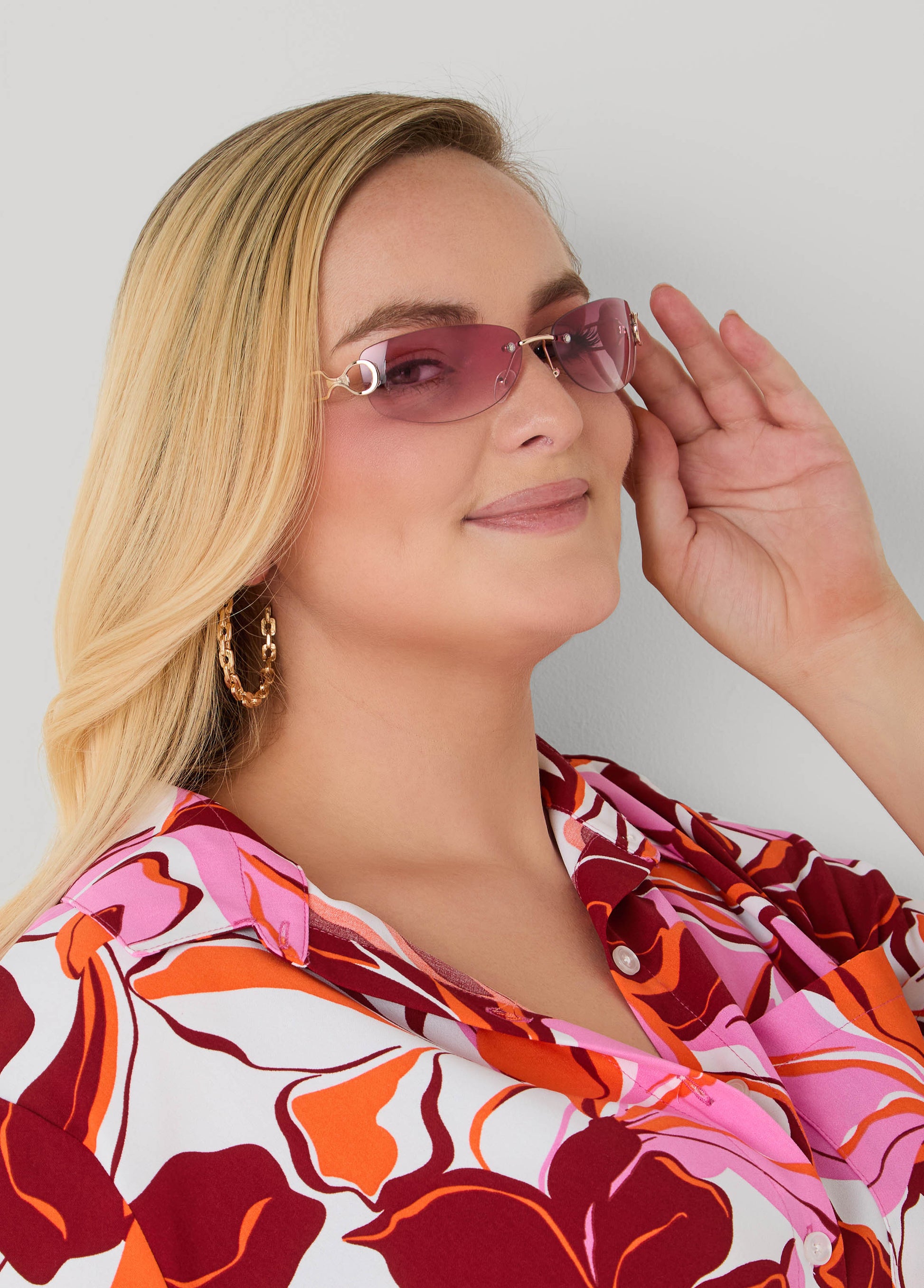 Ashley Stewart Ombre Rimless Glasses Pink