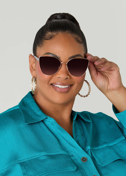 Ashley Stewart Ombre Cat Eyed Sunglasses Black