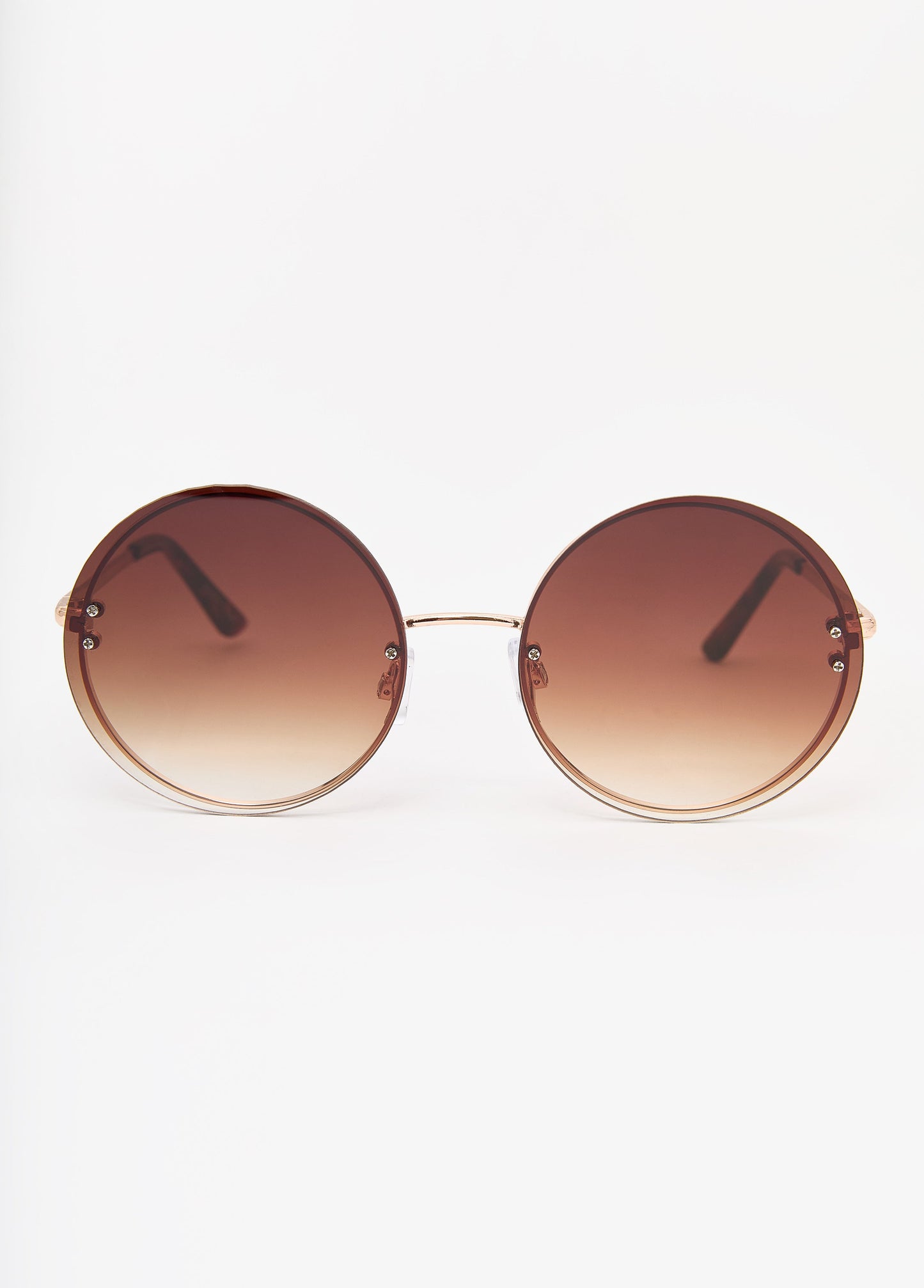 Ashley Stewart Tinted Round Frame Sunglasses Brown