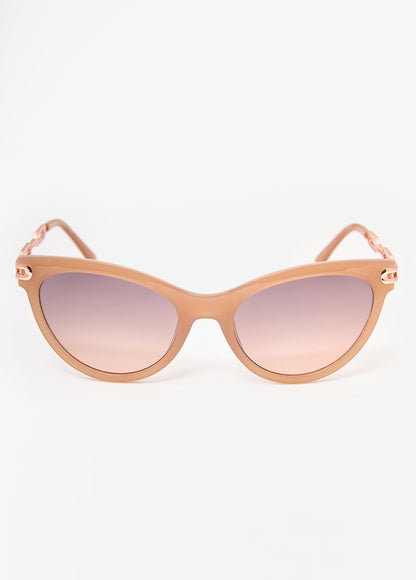 Ashley Stewart Chain Trimmed Cat Eye Sunglasses Nude