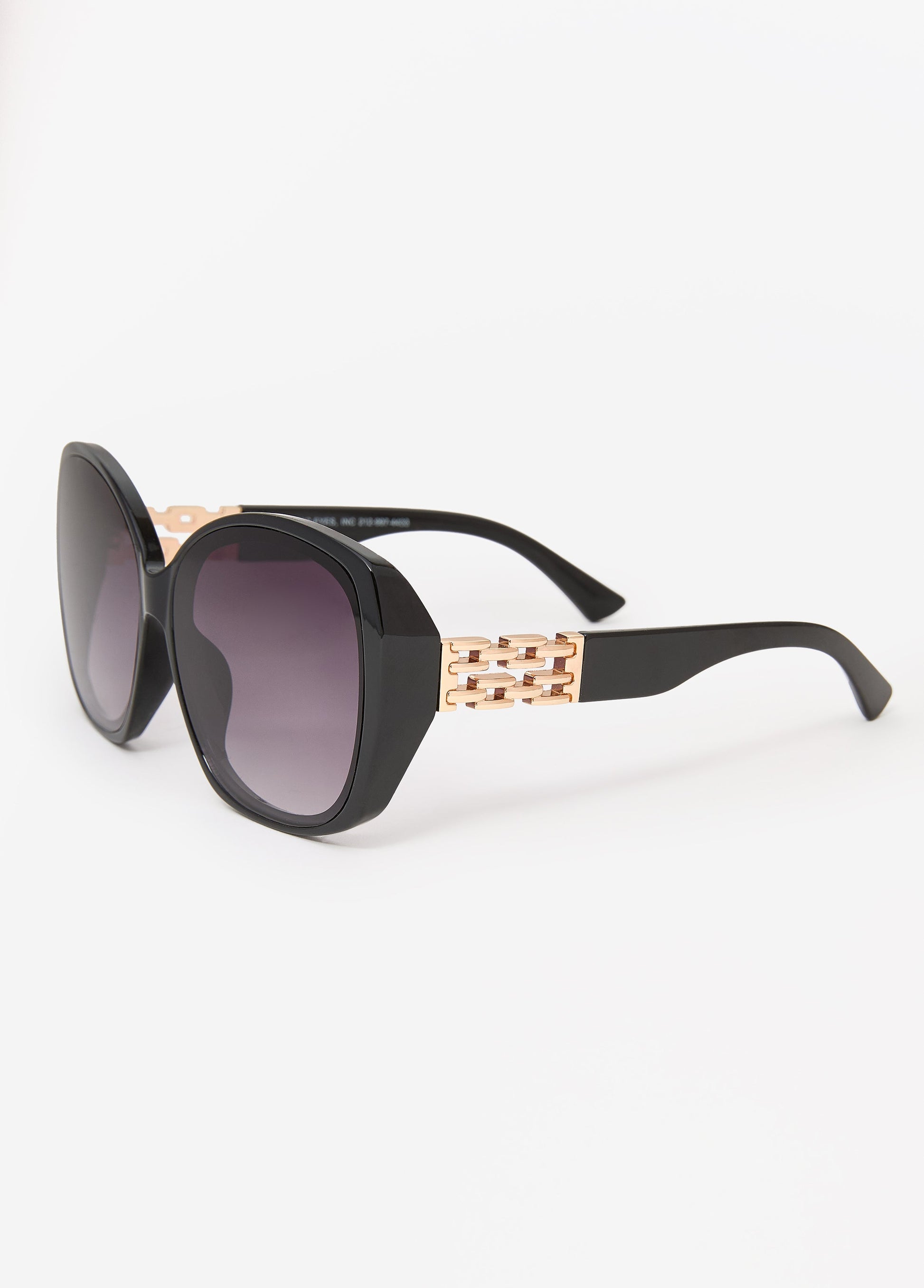 Ashley Stewart Chain Trimmed Square Sunglasses Black