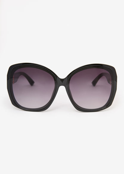 Ashley Stewart Chain Trimmed Square Sunglasses Black