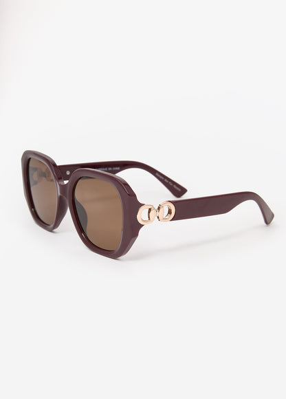 Ashley Stewart Square Frame Tinted Sunglasses Wine