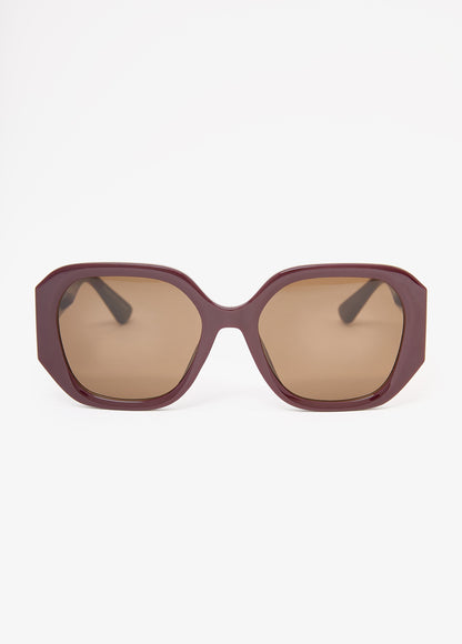 Ashley Stewart Square Frame Tinted Sunglasses Wine