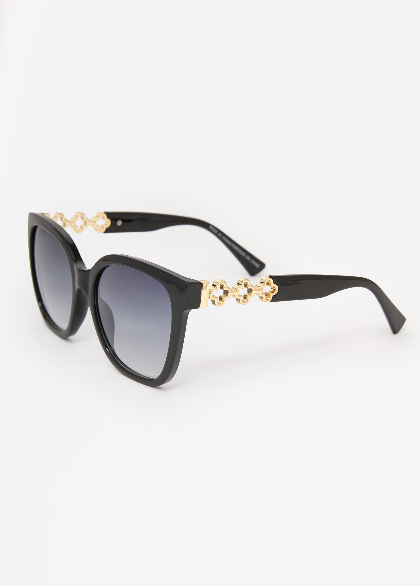 Ashley Stewart Clover Cutout Sunglasses Black