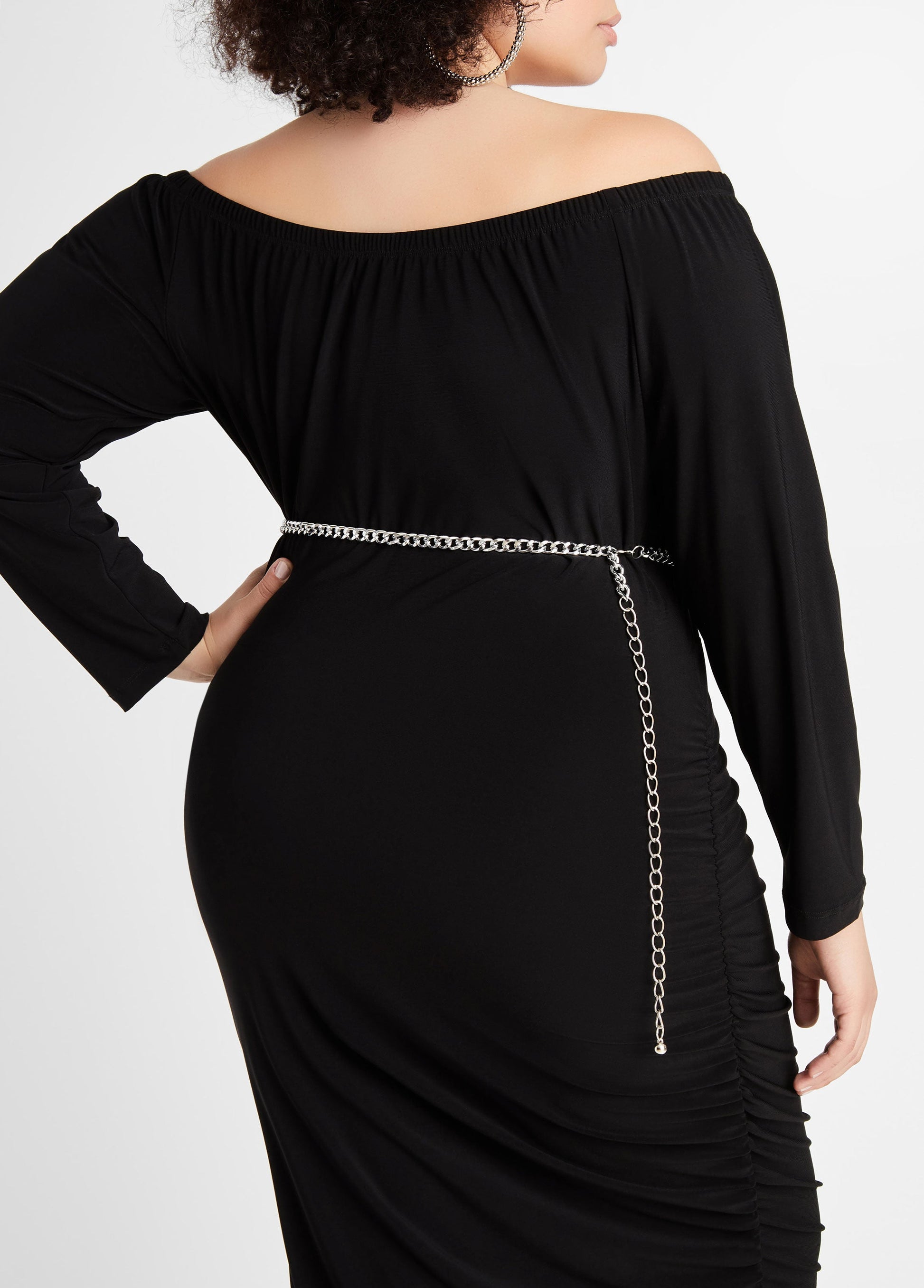 Ashley Stewart Trendy Plus Size Accessories Silver Multi Strand Layer Chain Belt Silver