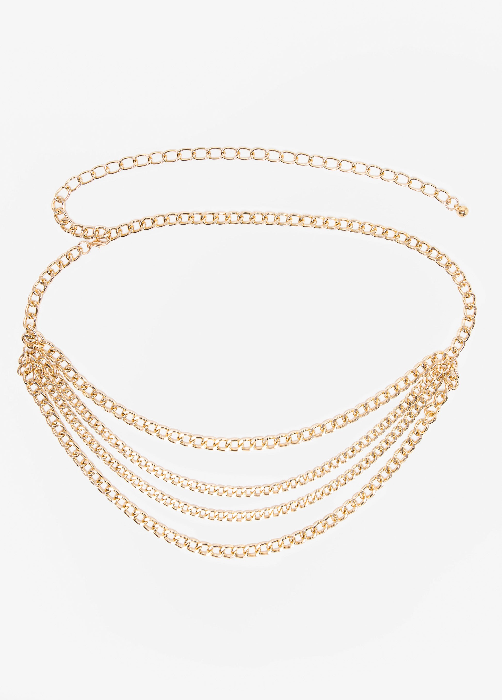 Ashley Stewart Trendy Plus Size Accessories Gold Multi-Strand Layer Chain Belt Gold