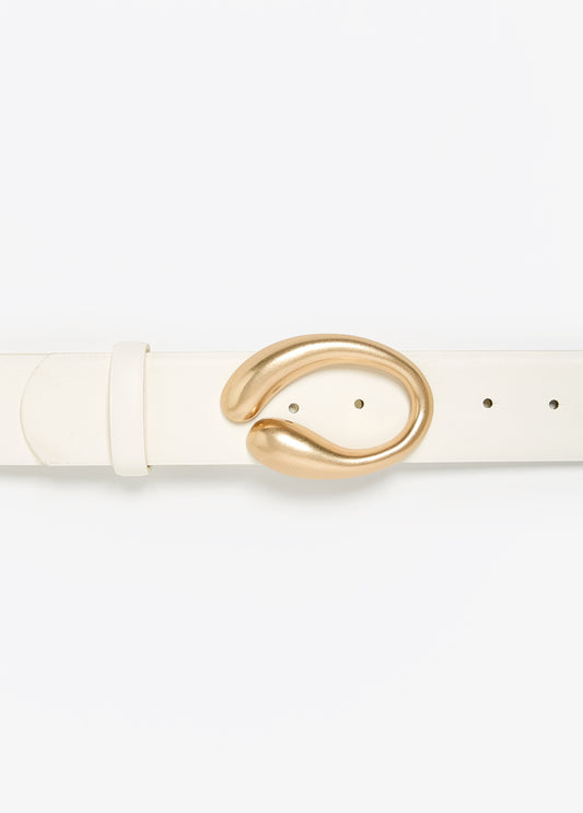 Ashley Stewart Sculpted Buckled Waist Belt White