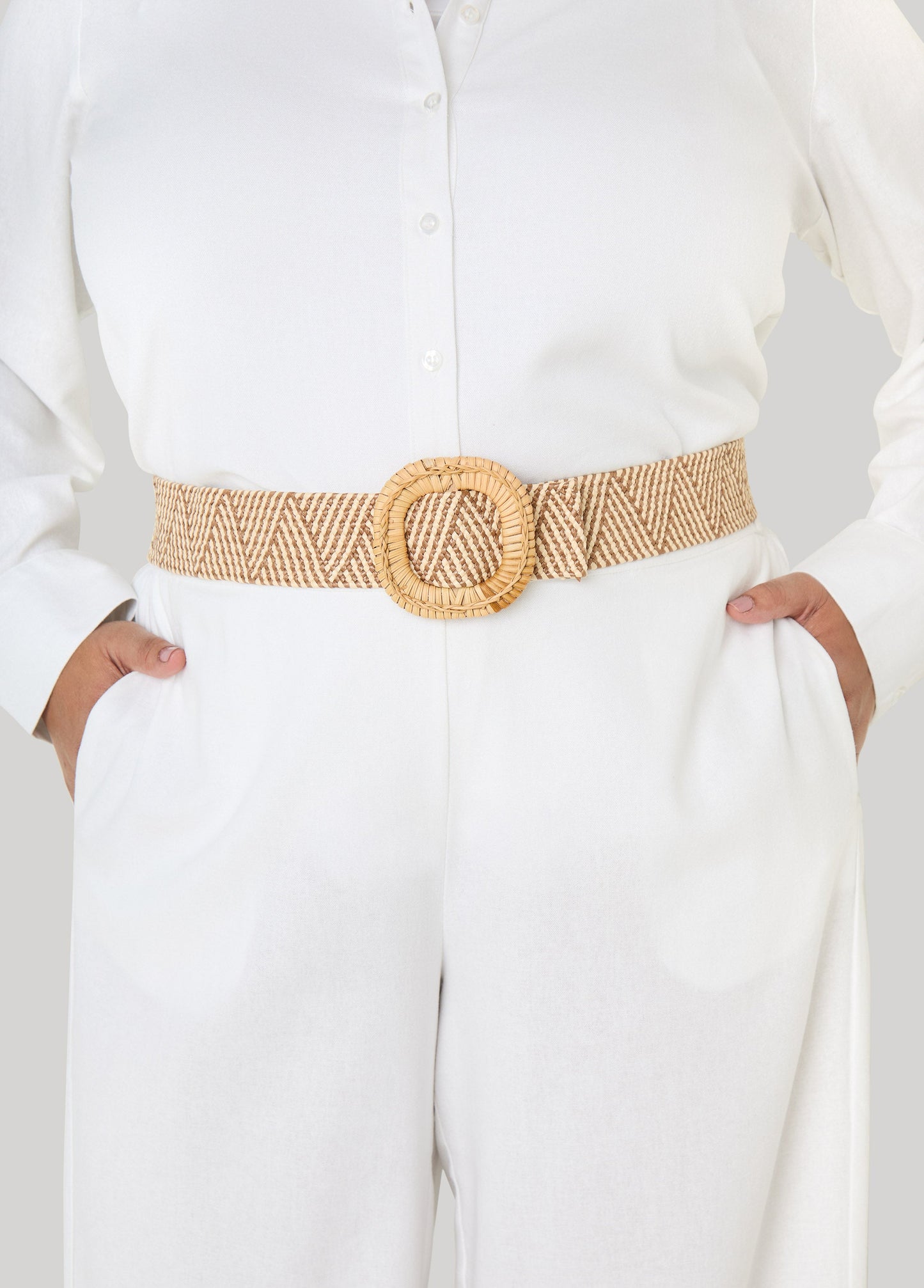Ashley Stewart Raffia Stretch Belt Natural