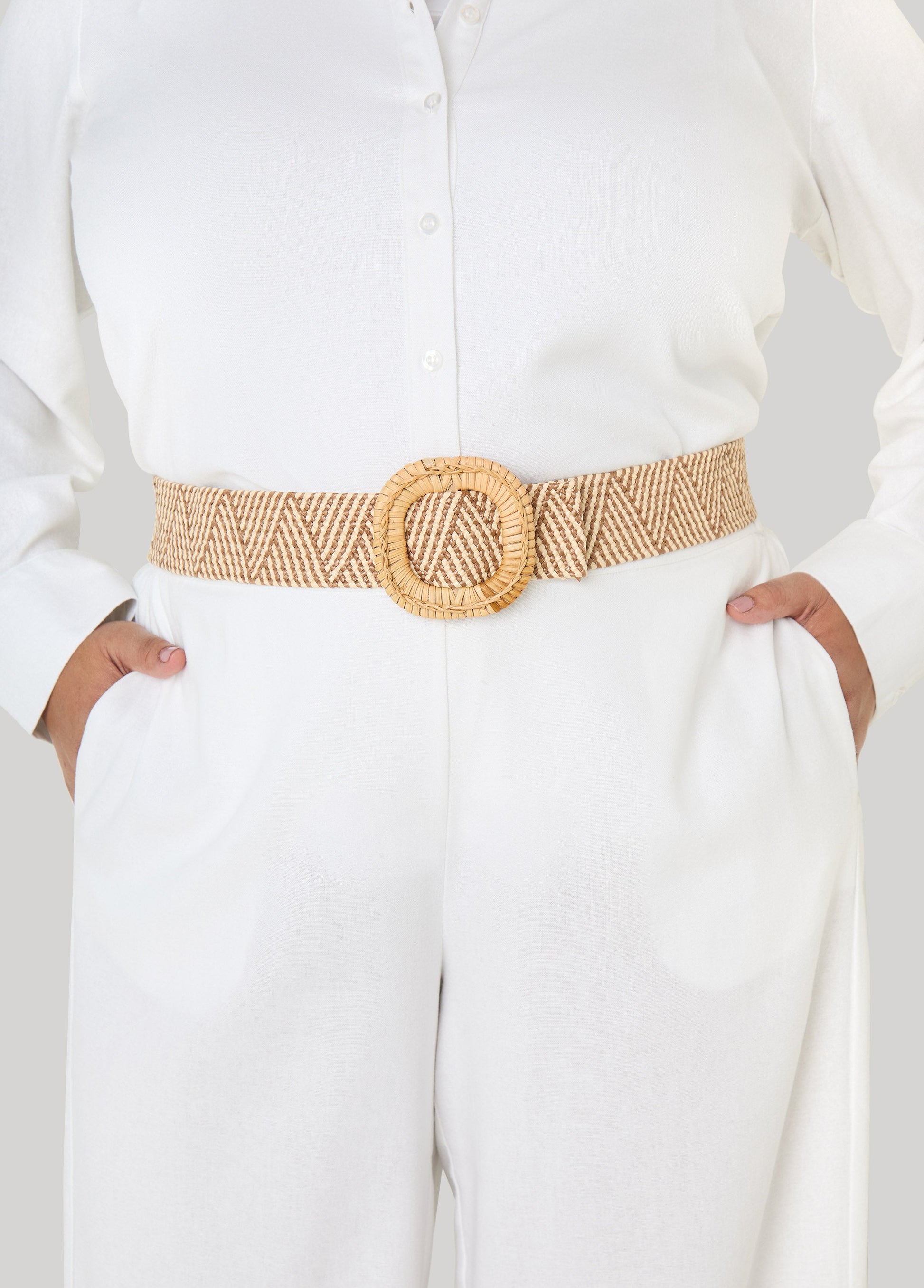 Ashley Stewart Raffia Stretch Belt Natural