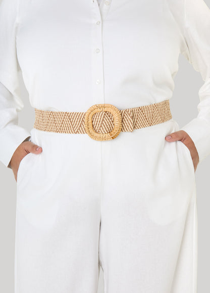 Ashley Stewart Raffia Stretch Belt Natural