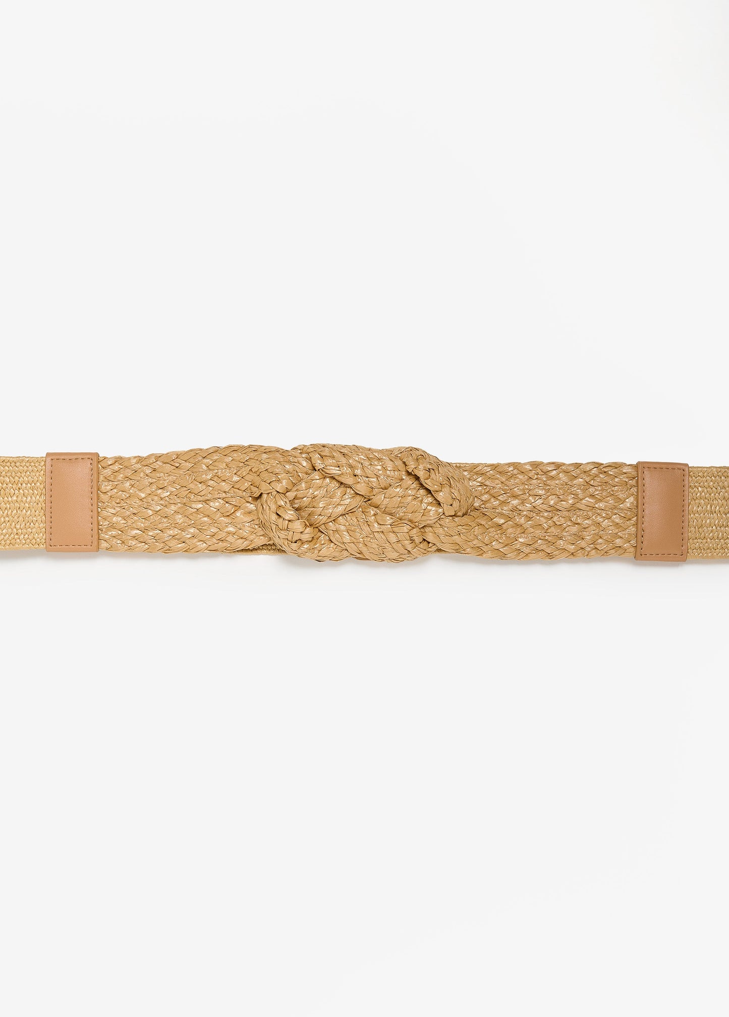Ashley Stewart Braided Straw Stretch Belt Natural