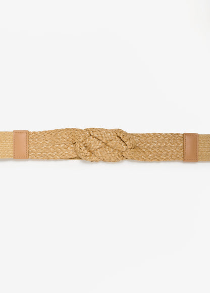 Ashley Stewart Braided Straw Stretch Belt Natural