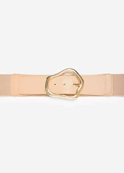 Ashley Stewart Sculpted Buckle Faux Leather Belt Caramel