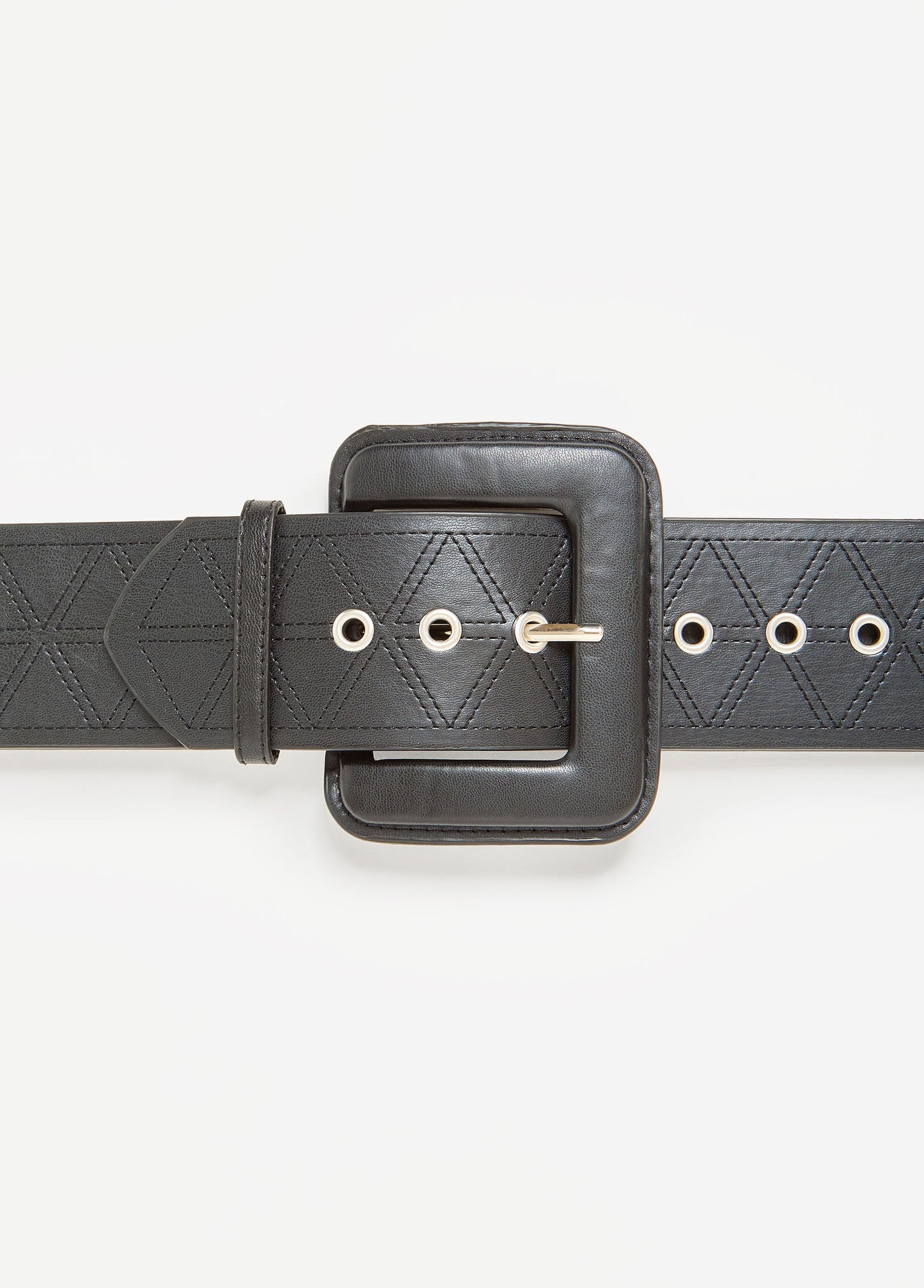 Ashley Stewart Quilted Faux Leather Waist Belt Black