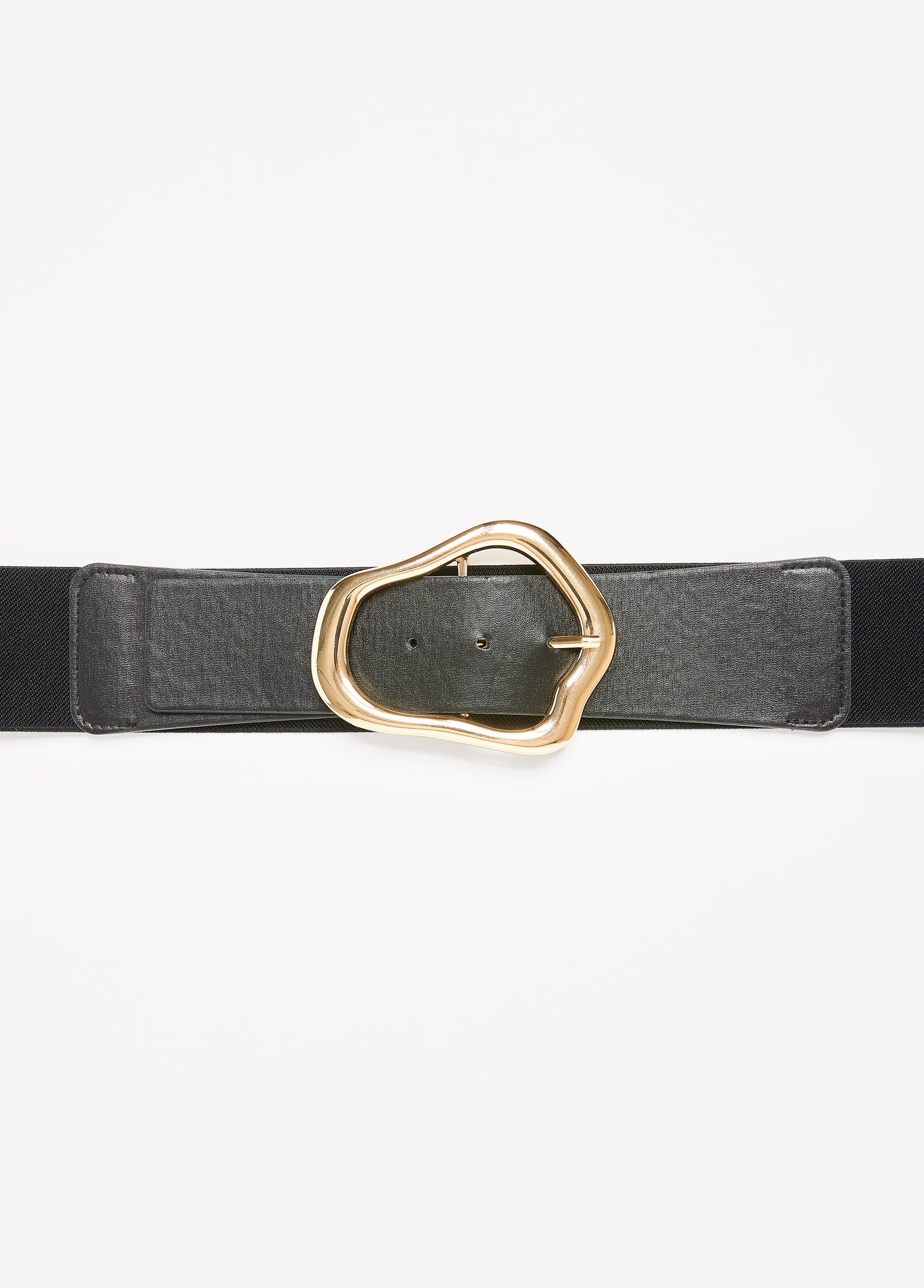 Ashley Stewart Faux Leather Sculpted Buckle Belt Black