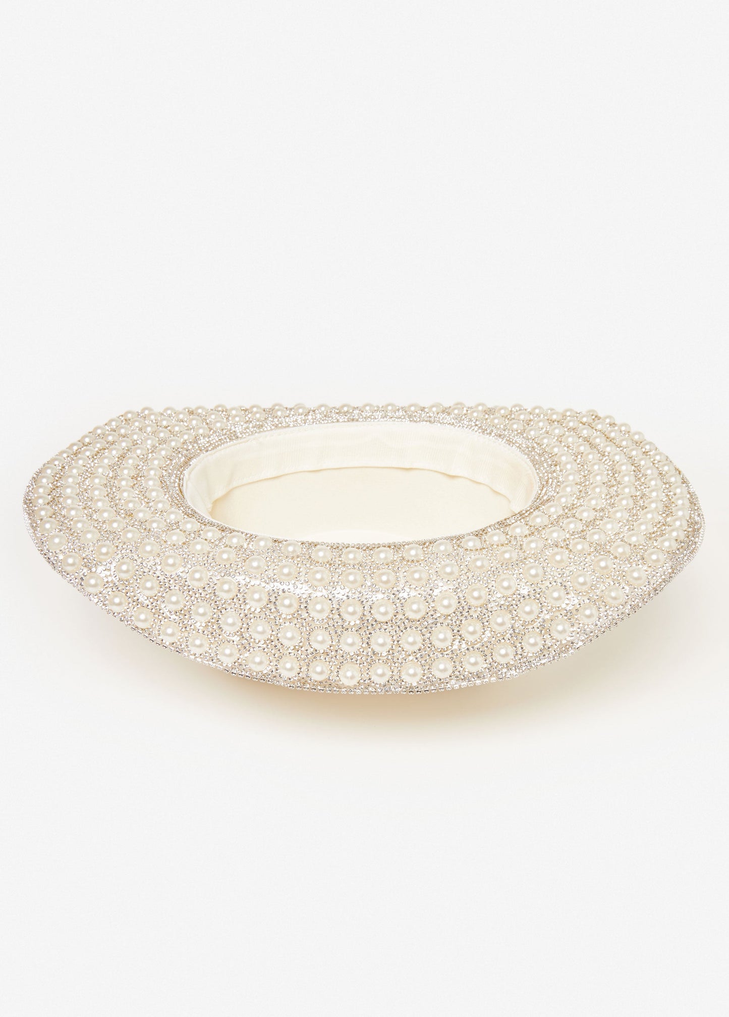 Ashley Stewart Trendy Accessory Felt Rhinestone Crystal Pearl Cowboy Hats Fedora White