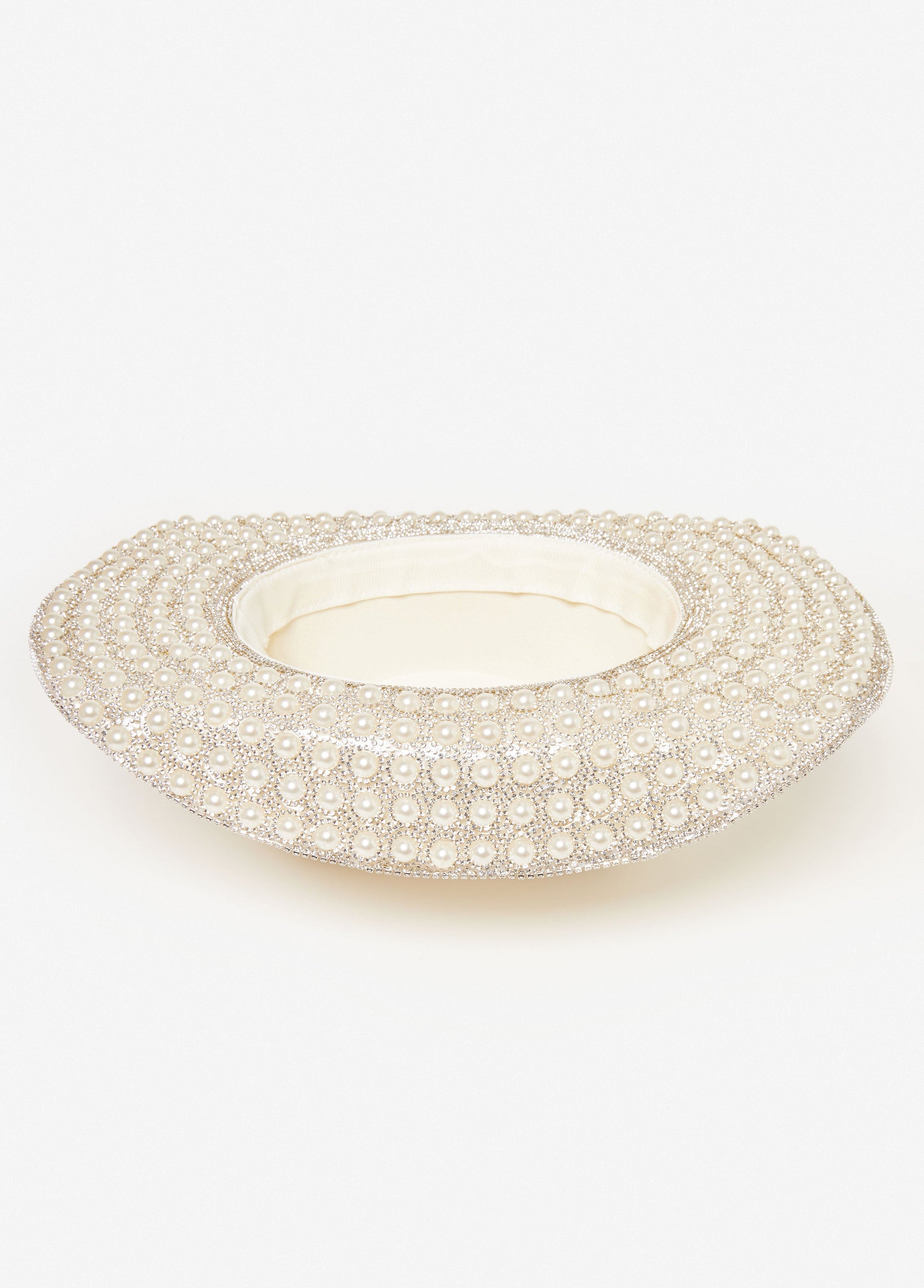 Ashley Stewart Trendy Accessory Felt Rhinestone Crystal Pearl Cowboy Hats Fedora White