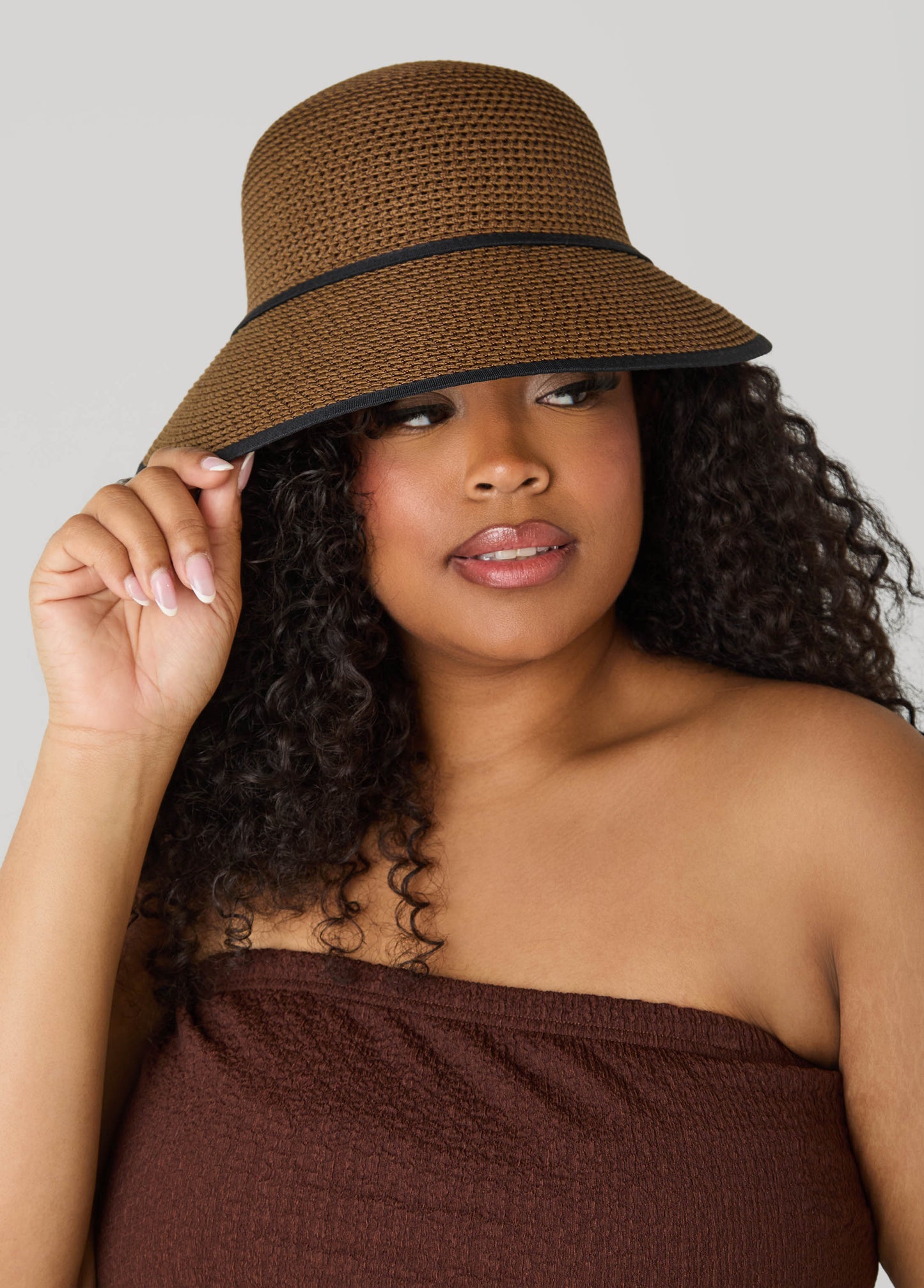 Ashley Stewart Woven Framer Hat Natural