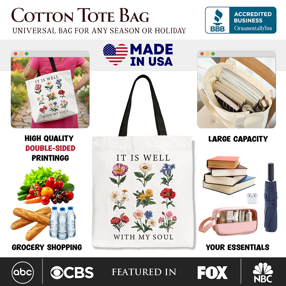 Ashley Stewart It Is Well With My Soul Tote Bag Black Handle
