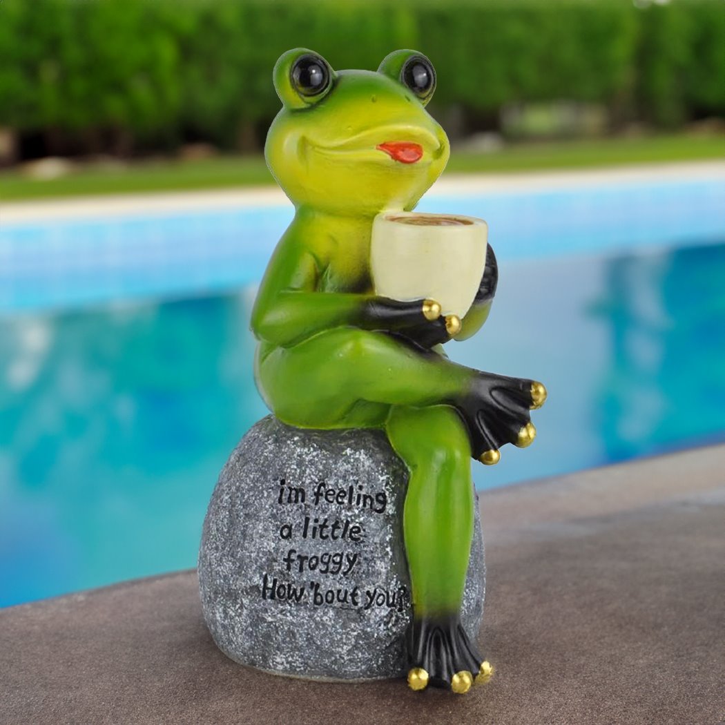 Ashley Stewart Coffee Frog Garden Statue Multi