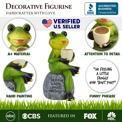 Ashley Stewart Coffee Frog Garden Statue Multi