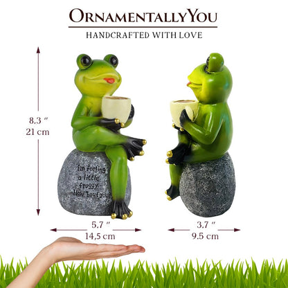 Ashley Stewart Coffee Frog Garden Statue Multi