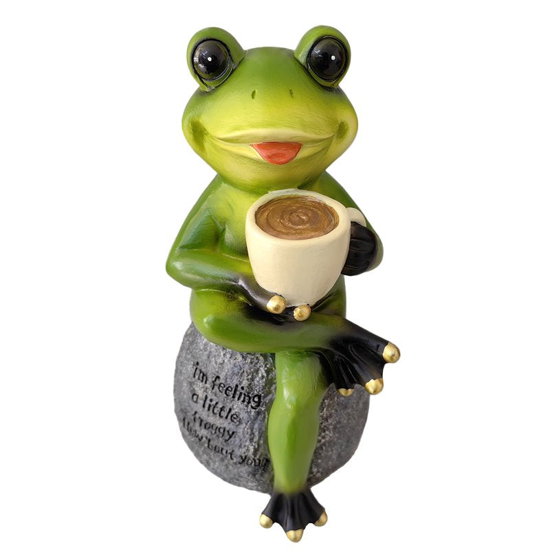 Ashley Stewart Coffee Frog Garden Statue Multi