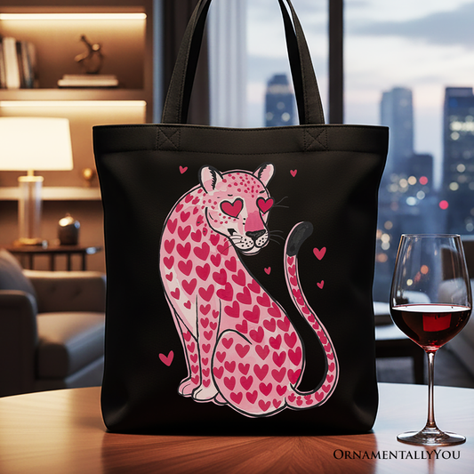 Ashley Stewart Leopard Valentine Canvas Tote Bag Black