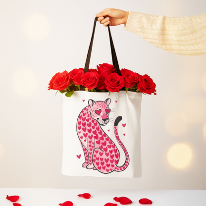 Ashley Stewart Leopard Valentine Canvas Tote Bag Black