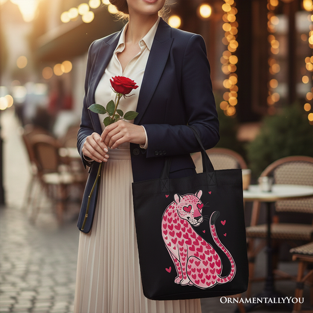Ashley Stewart Leopard Valentine Canvas Tote Bag Black