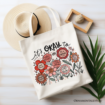 Ashley Stewart Its Okay Canvas Tote Bag White