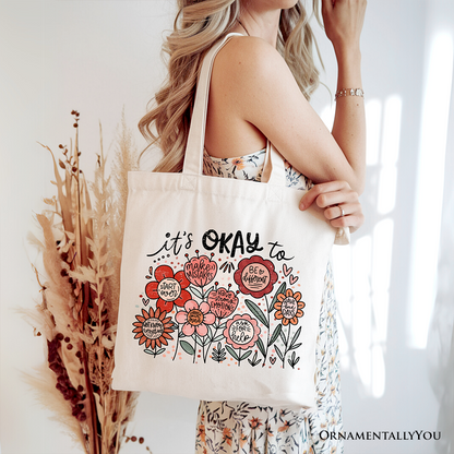 Ashley Stewart Its Okay Canvas Tote Bag White