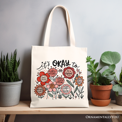 Ashley Stewart Its Okay Canvas Tote Bag White
