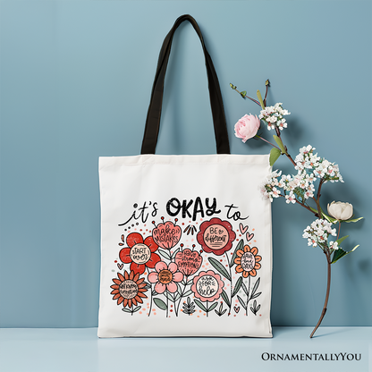 Ashley Stewart Its Okay Canvas Tote Bag White