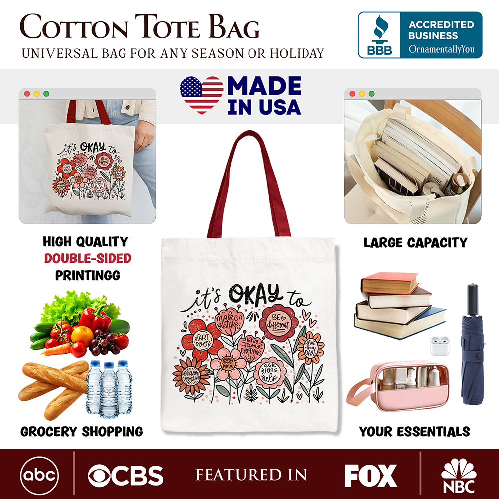 Ashley Stewart Its Okay Canvas Tote Bag White