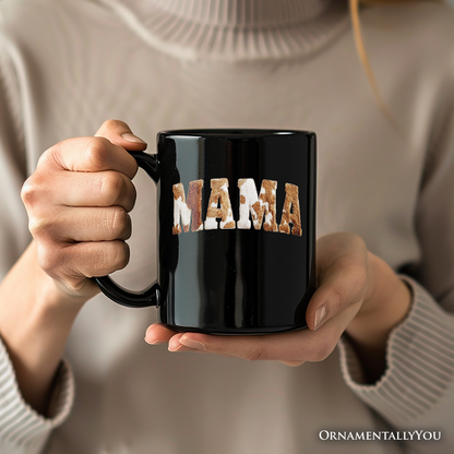 Ashley Stewart Cow Print Mama Ceramic Mug Black