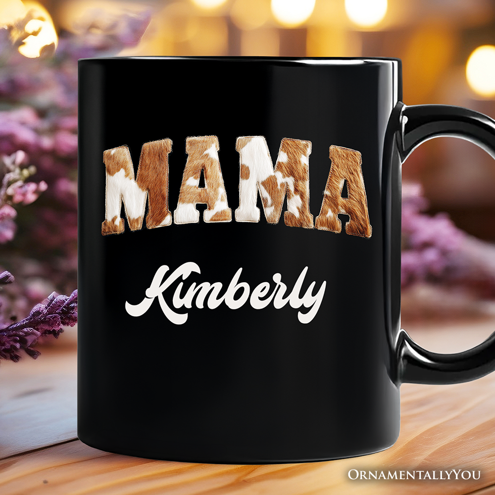 Ashley Stewart Cow Print Mama Ceramic Mug Black