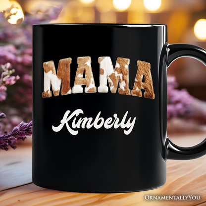 Ashley Stewart Cow Print Mama Ceramic Mug Black