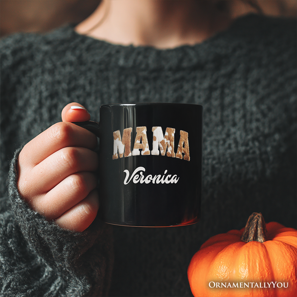 Ashley Stewart Cow Print Mama Ceramic Mug Black