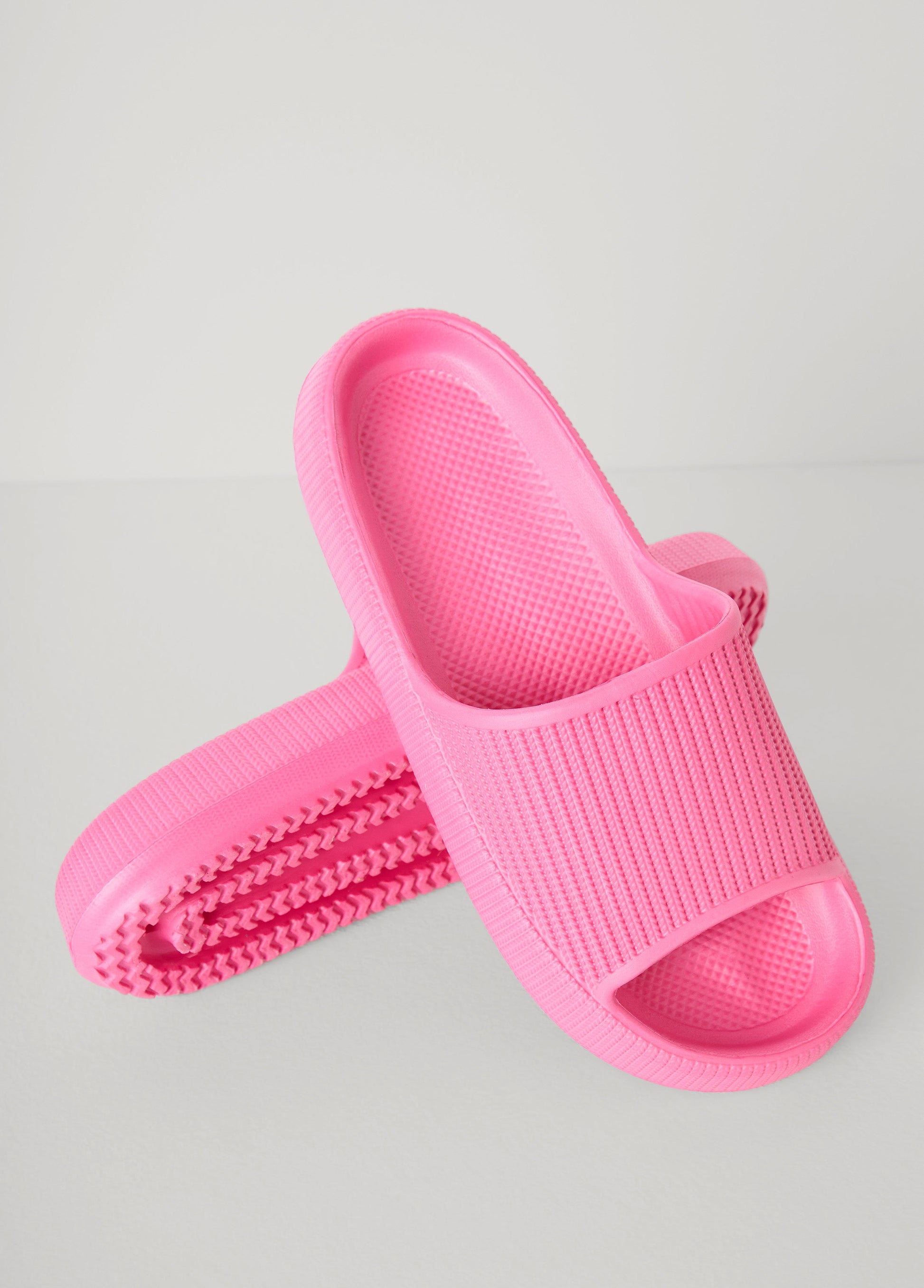 Ashley Stewart Ribbed Slide Sandals Fuchsia