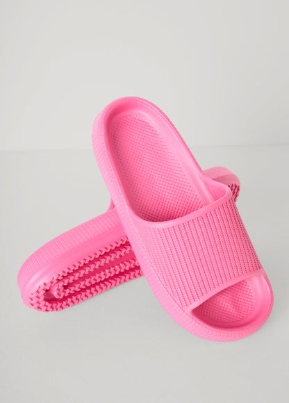 Ashley Stewart Ribbed Slide Sandals Fuchsia