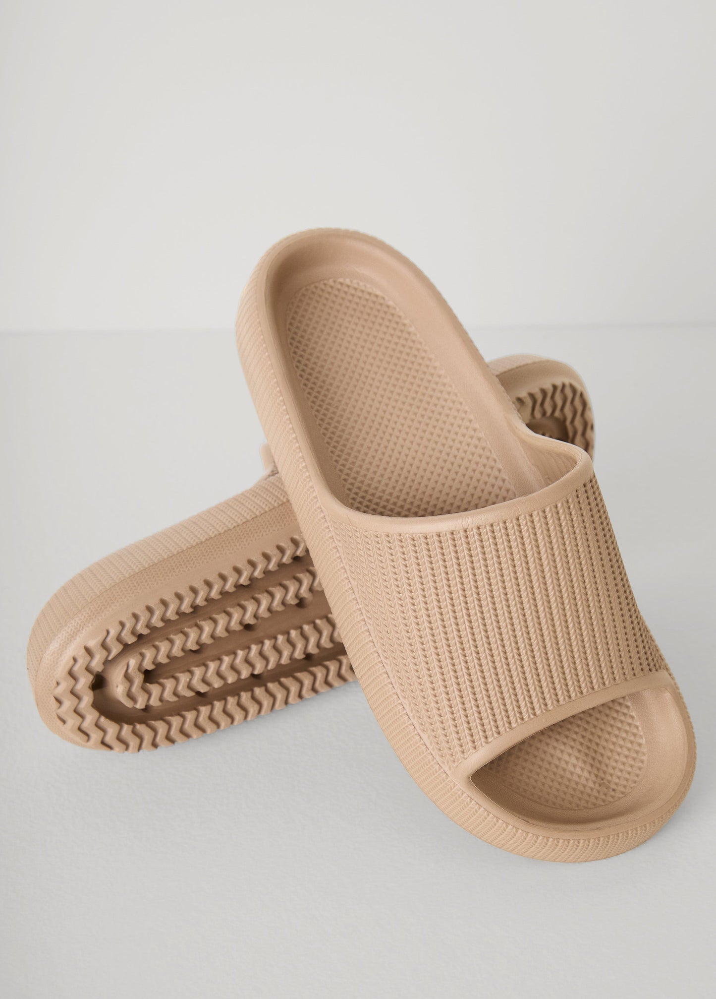 Ashley Stewart Ribbed Slides Mocha